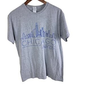 Gildan Chicago Windy City Skyline Tee T-Shirt size M Grey Short Sleeve
